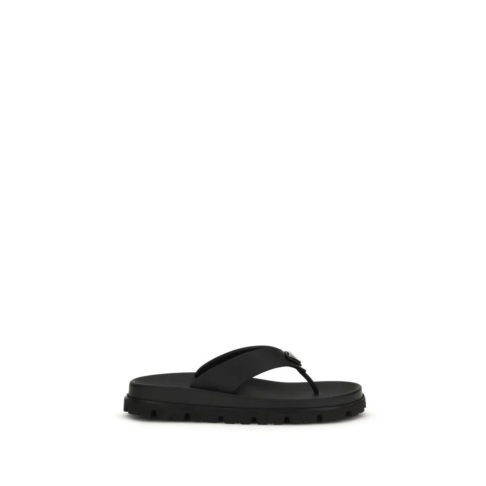 Prada Black Rubber Flip-Flop Sandals - EU40/US10