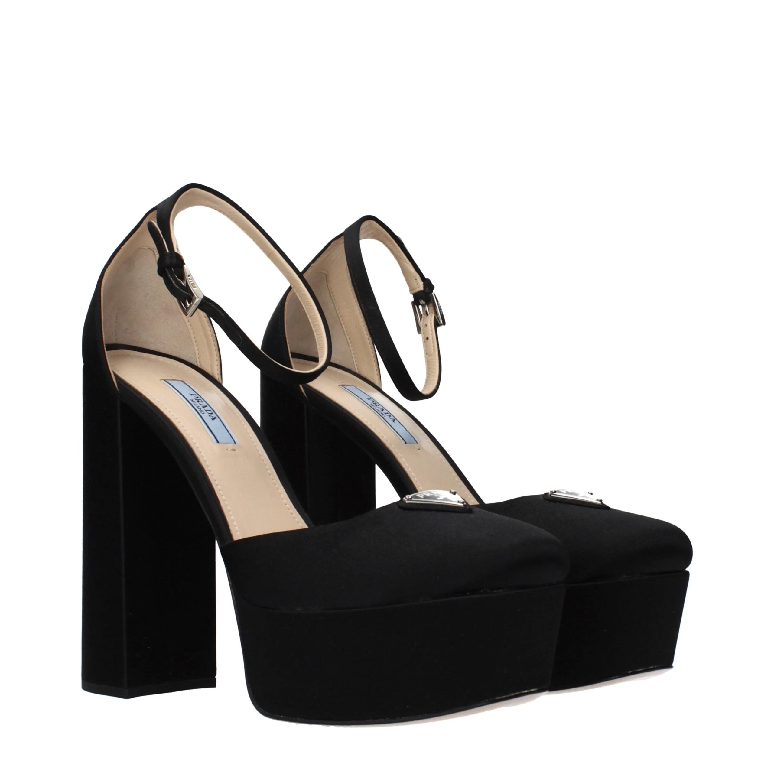 Prada Black Satin Platform Pumps - EU39/US9