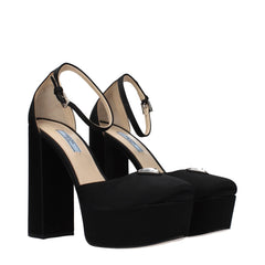 Prada Black Satin Platform Pumps - EU39/US9