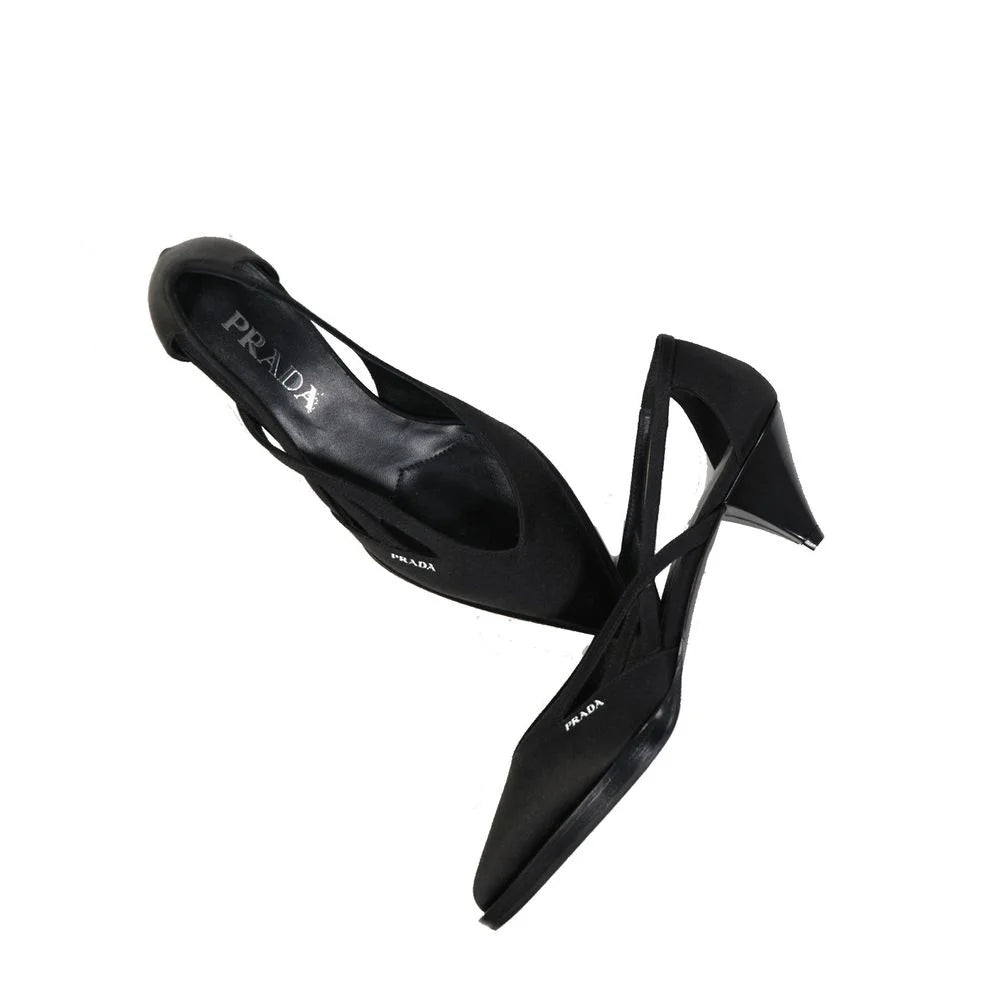 Prada Black Silk Mid Heel Pumps - EU35/US5