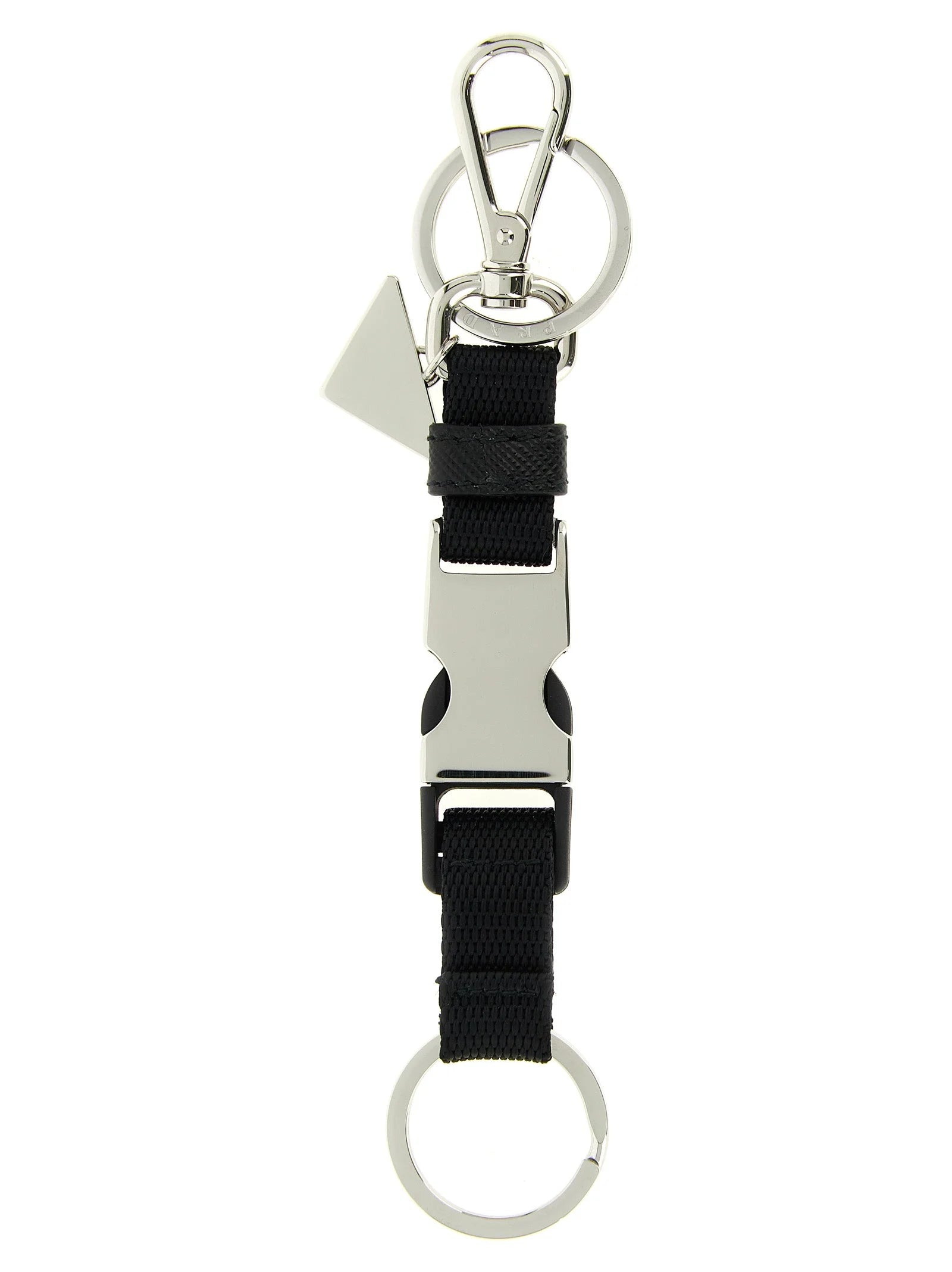 Prada Black Stainless Steel Keychain
