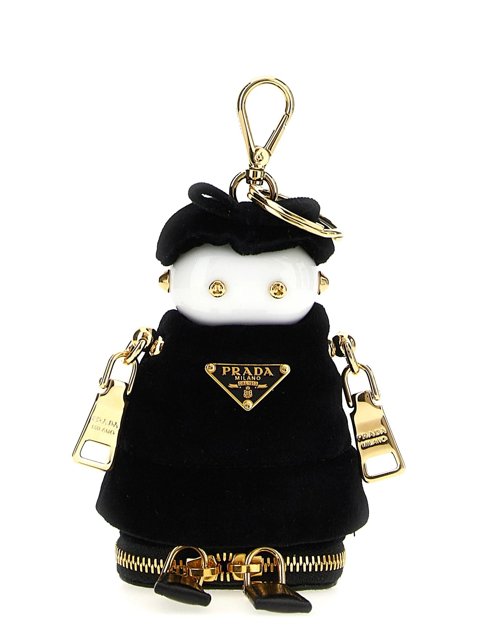 Prada Black Stainless Steel Keychain
