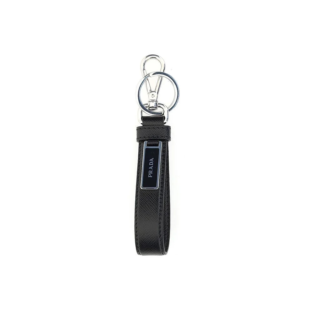 Prada Black Stainless Steel Keychain
