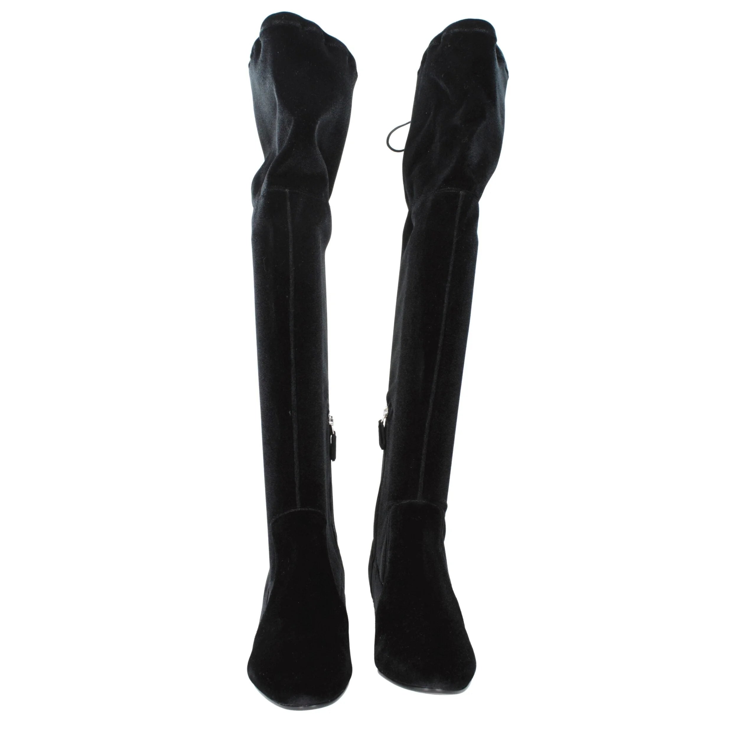 Czarne botki Prada z weluru over the knee - EU38/US8