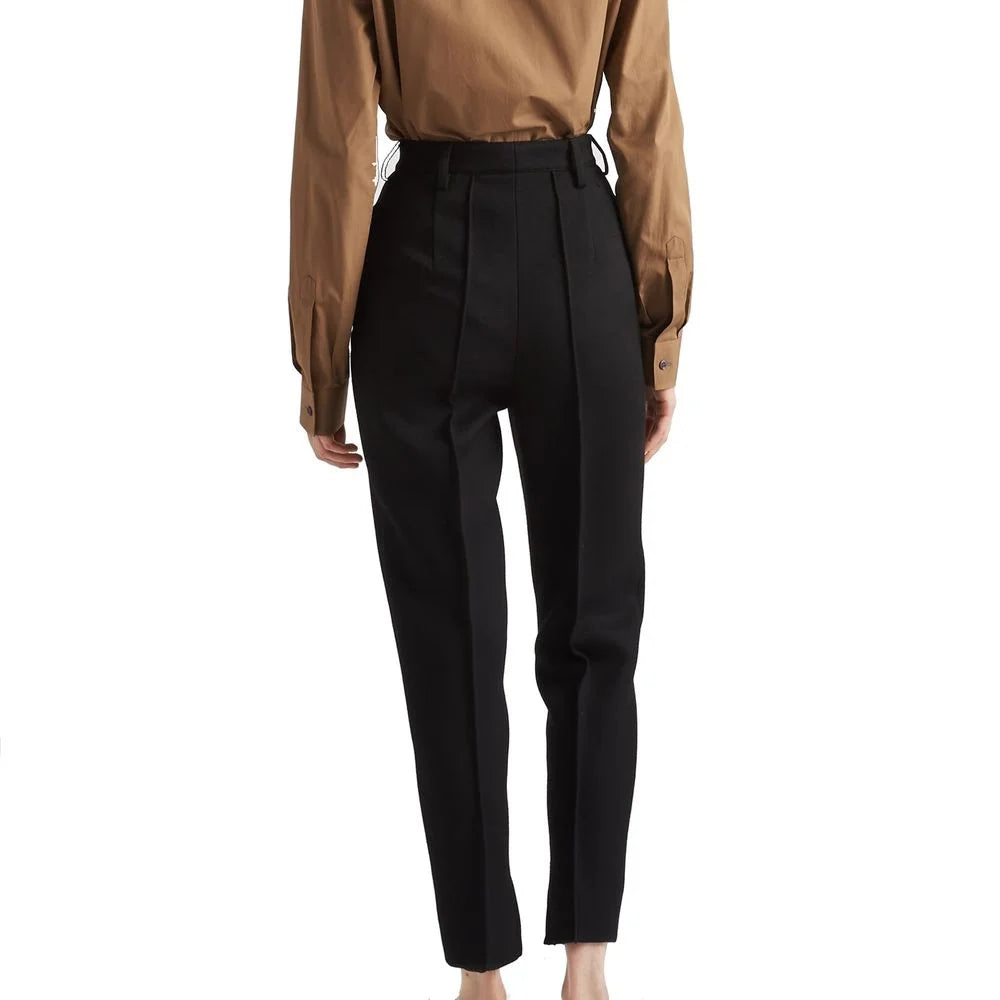 Prada Black Virgin Wool Casual Pants