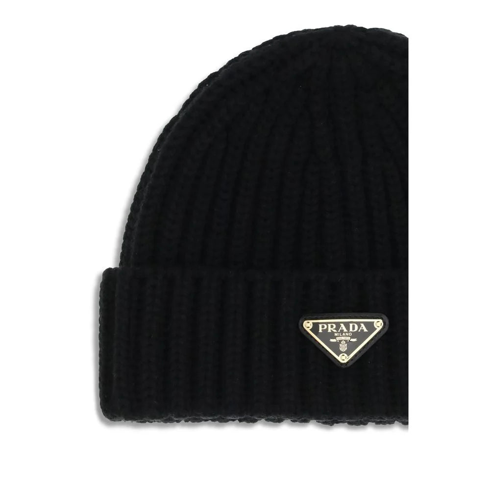Prada Black Wool Oves Aries Beanie - M