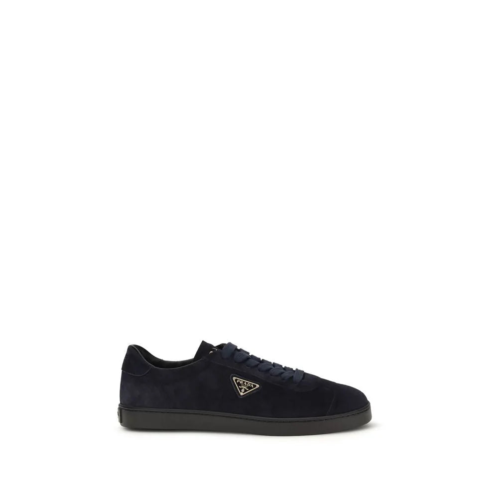 Prada Blue Calf Leather Bos Taurus Low Top Sneakers