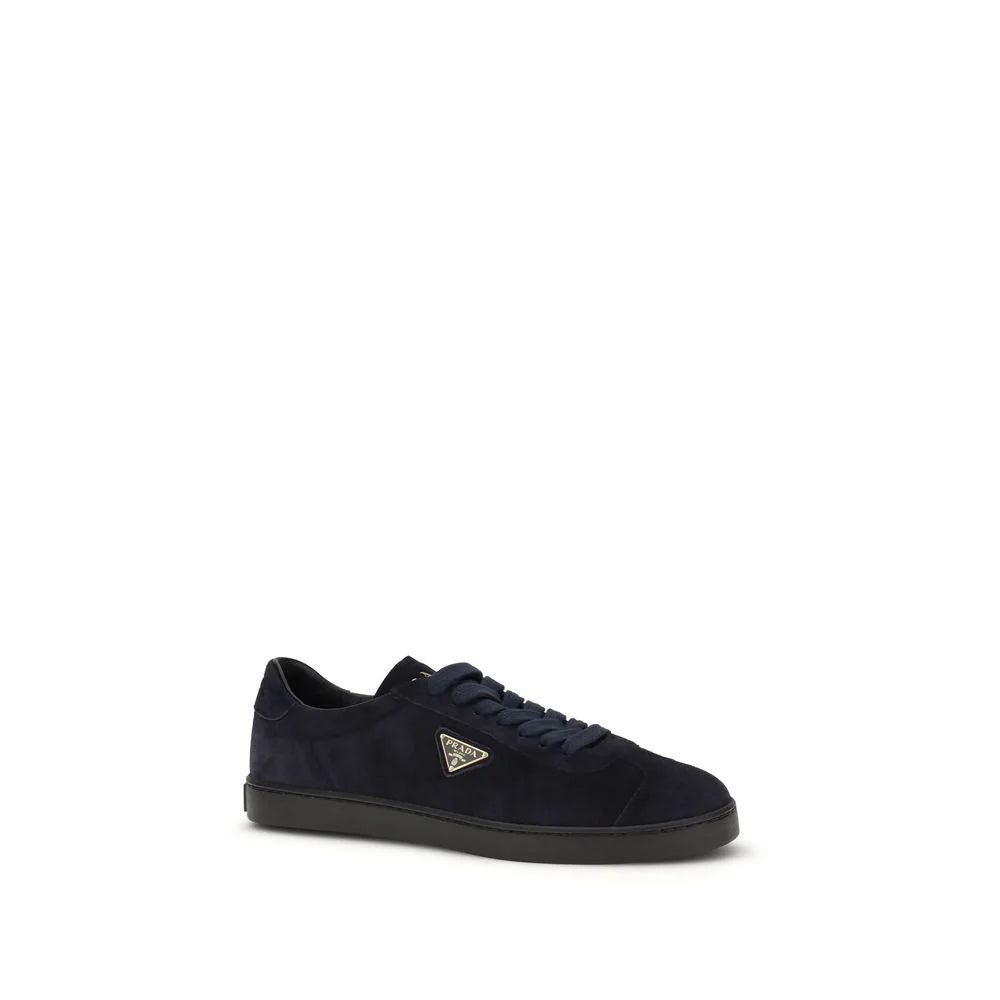 Prada Blue Calf Leather Bos Taurus Low Top Sneakers