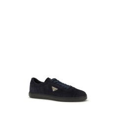 Prada Blue Calf Leather Bos Taurus Low Top Sneakers