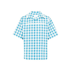 Prada Blue Cotton Pattern Shirt - M