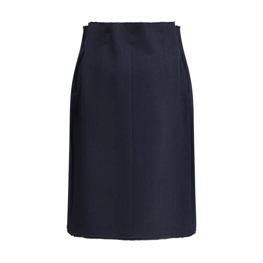 Prada Blue Fleece Wool Midi Skirt - IT42 | L