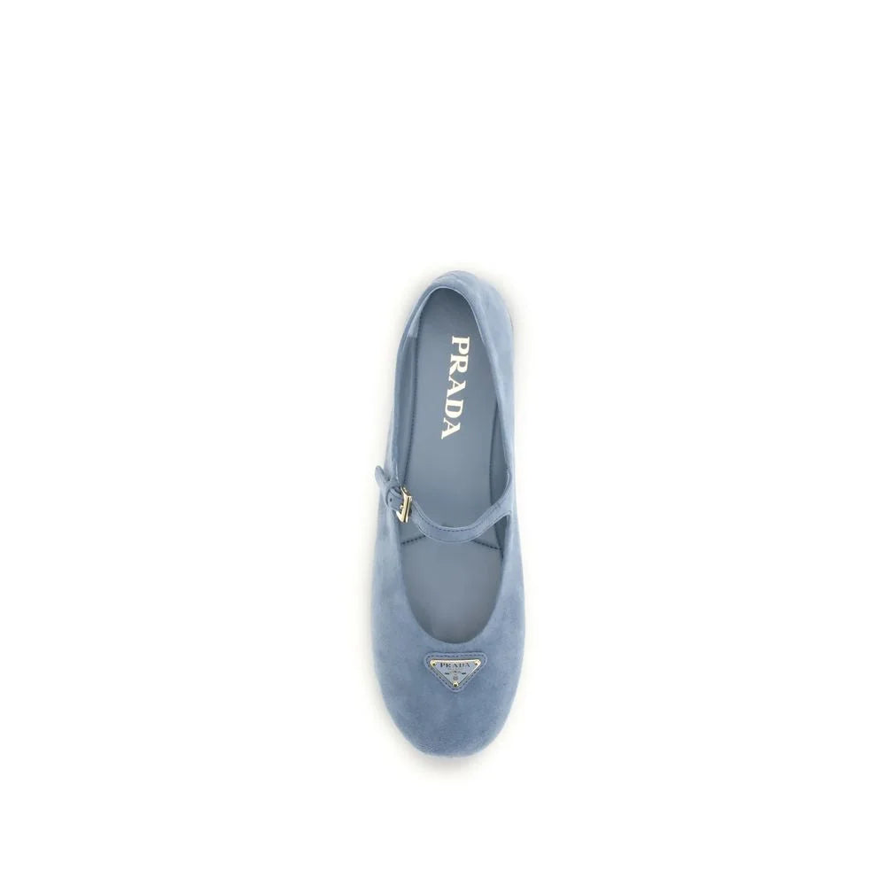 Prada Blue Goatskin Ballet Flats