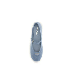Prada Blue Goatskin Ballet Flats