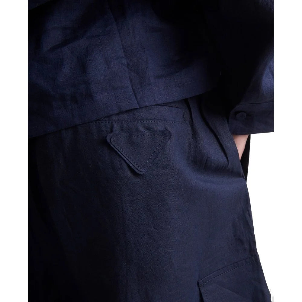 Prada Blå Linen Bermuda Shorts - 48 | M