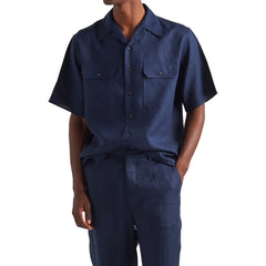 Prada Blue Linen Shortsleeve Shirt - L