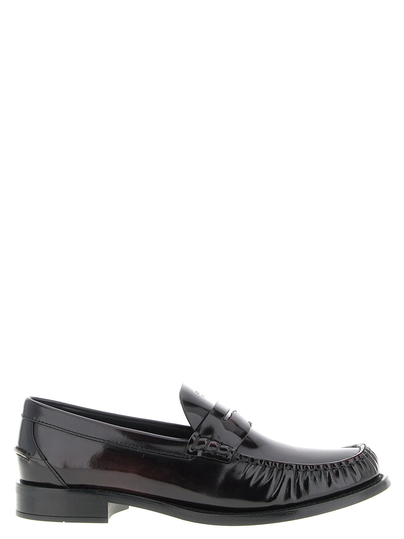 Prada Bordeaux Calfskin Slip-On Loafers - EU37/US7