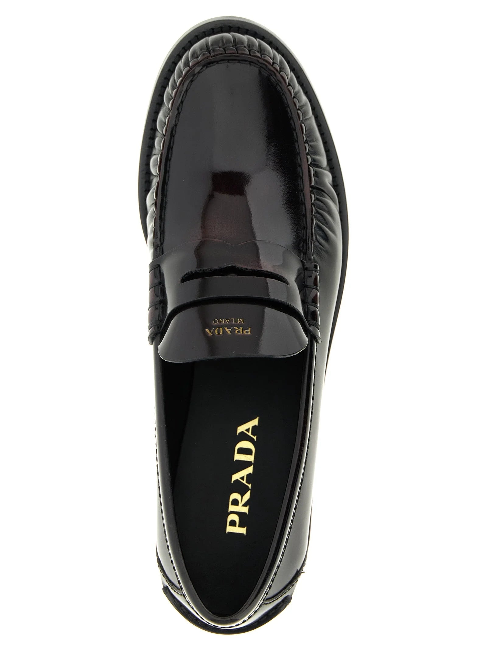 Prada Bordeaux Calfskin Slip-On Loafers - EU37/US7