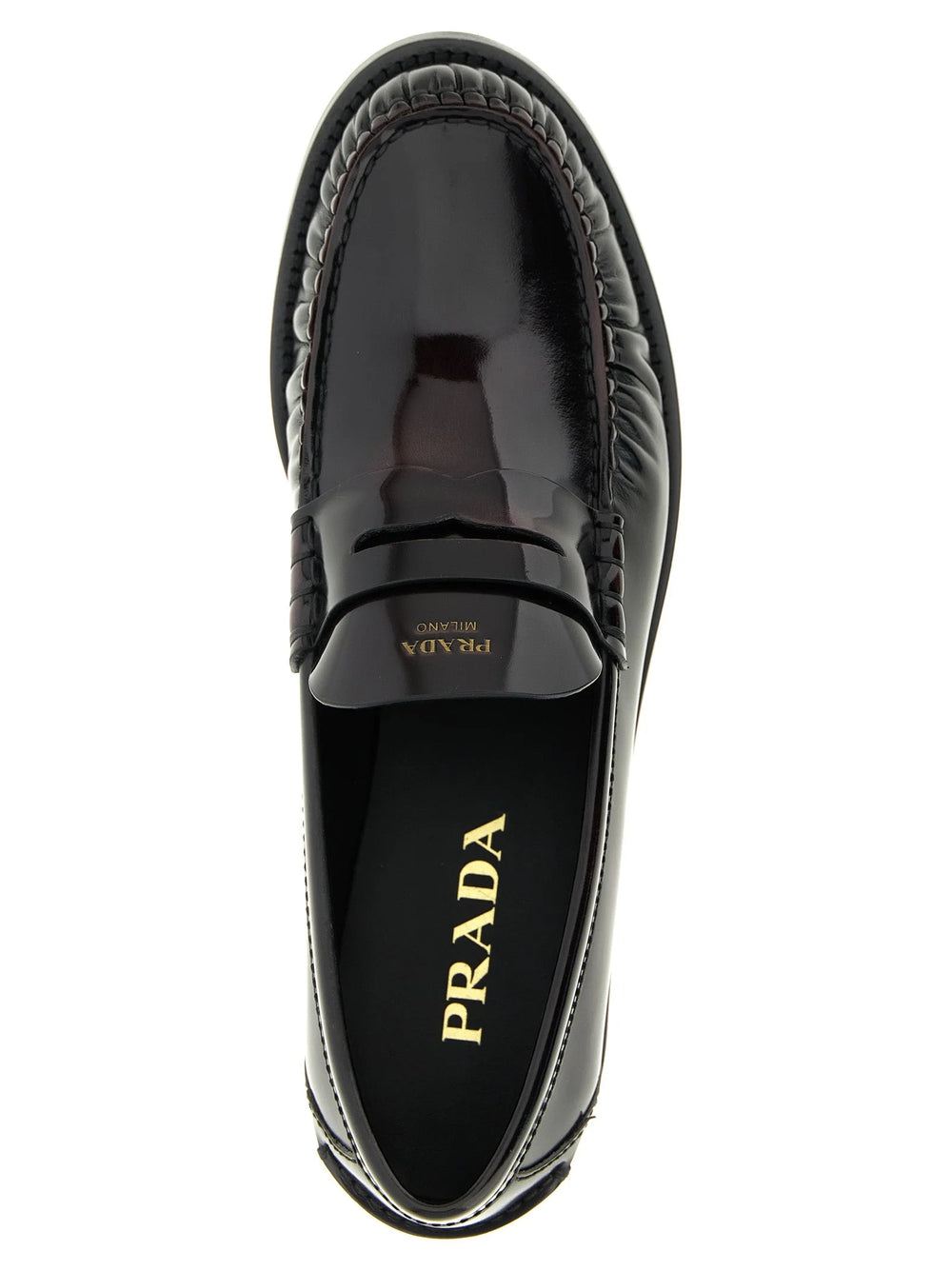 Prada Bordeaux Calfskin Slip-On Loafers - EU37/US7