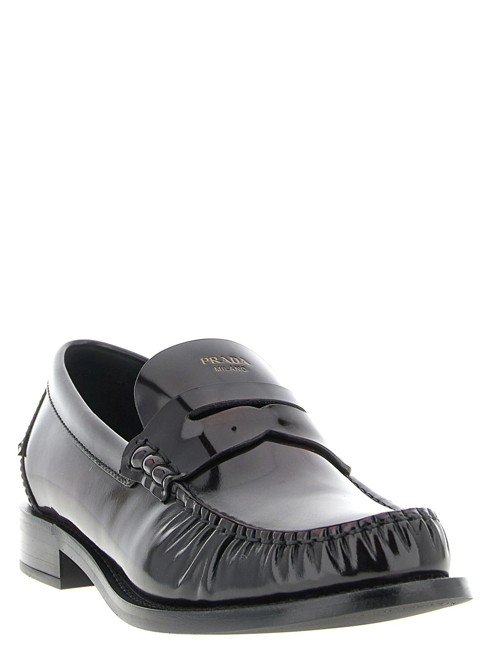 Prada Bordeaux Calfskin Slip-On Loafers - EU37/US7