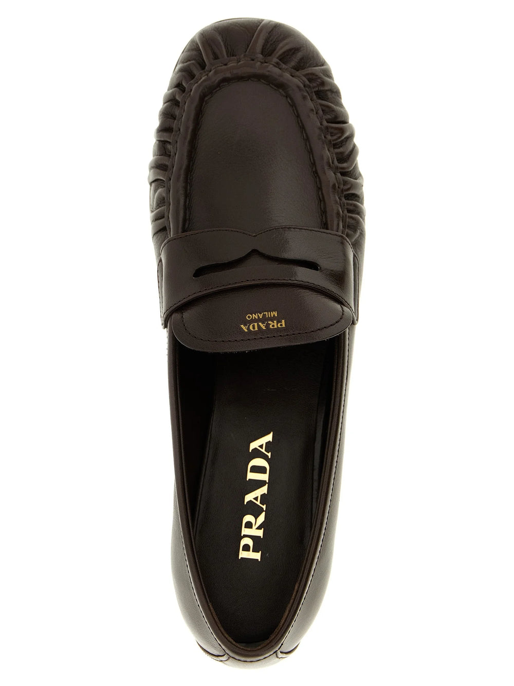 Prada Brown Buffalo Leather Slip-On Loafers - EU37.5/US7.5