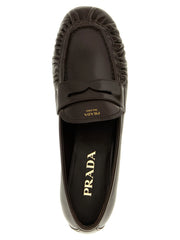 Prada Brown Buffalo Leather Slip-On Loafers - EU37.5/US7.5