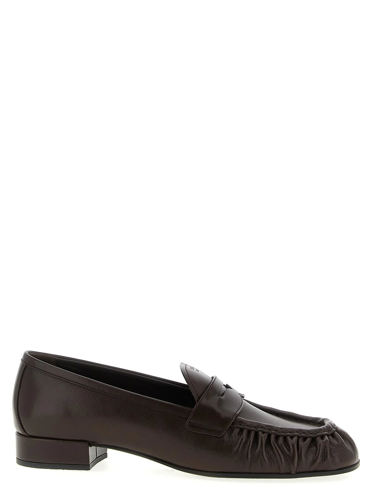 Prada Brown Buffalo Leather Slip-On Loafers - EU37.5/US7.5
