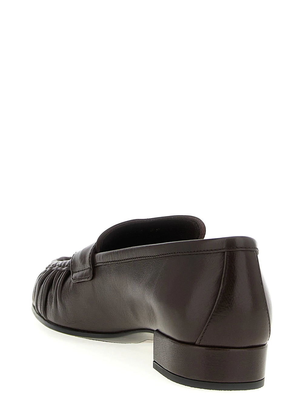 Prada Brown Buffalo Leather Slip-On Loafers - EU37.5/US7.5
