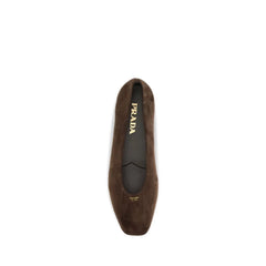 Prada Brown Calf Leather Bos Taurus Ballet Flats