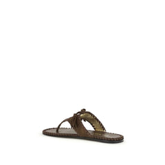 Prada Bruin Kalfsleer Bos Taurus Platte Sandalen