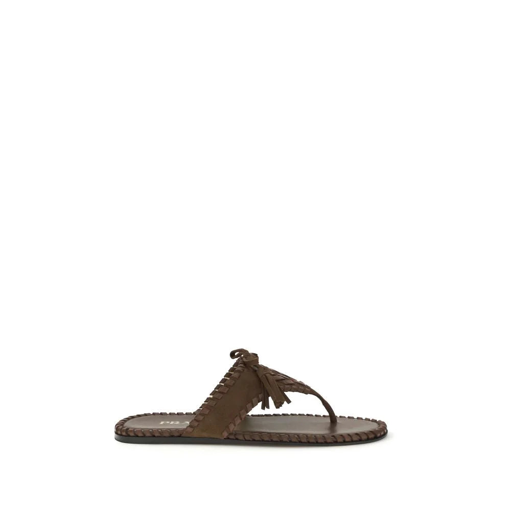 Prada Bruin Kalfsleer Bos Taurus Platte Sandalen