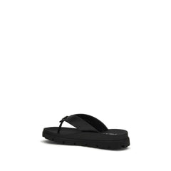 Prada Brown Calf Leather Bos Taurus Flip-Flop Sandals