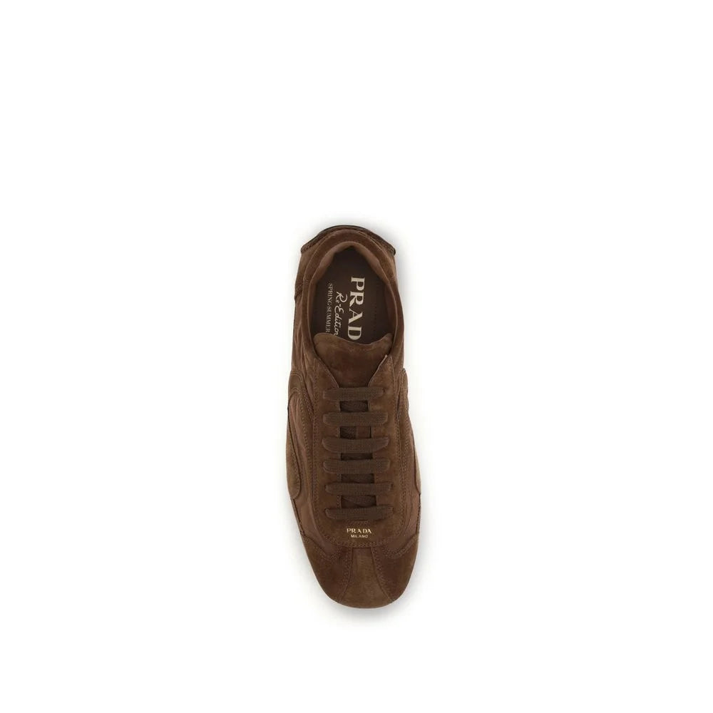 Prada Brown Calf Leather Bos Taurus Low Top Sneakers