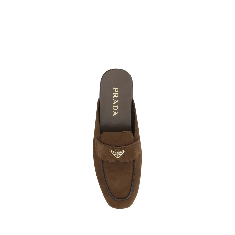 Prada Brown Calf Leather Bos Taurus Mules