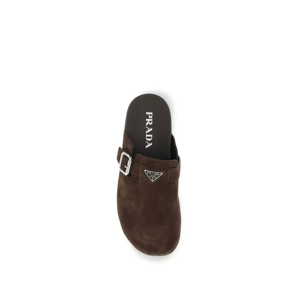 Prada Brown Calf Leather Bos Taurus Mules - EU39/US6