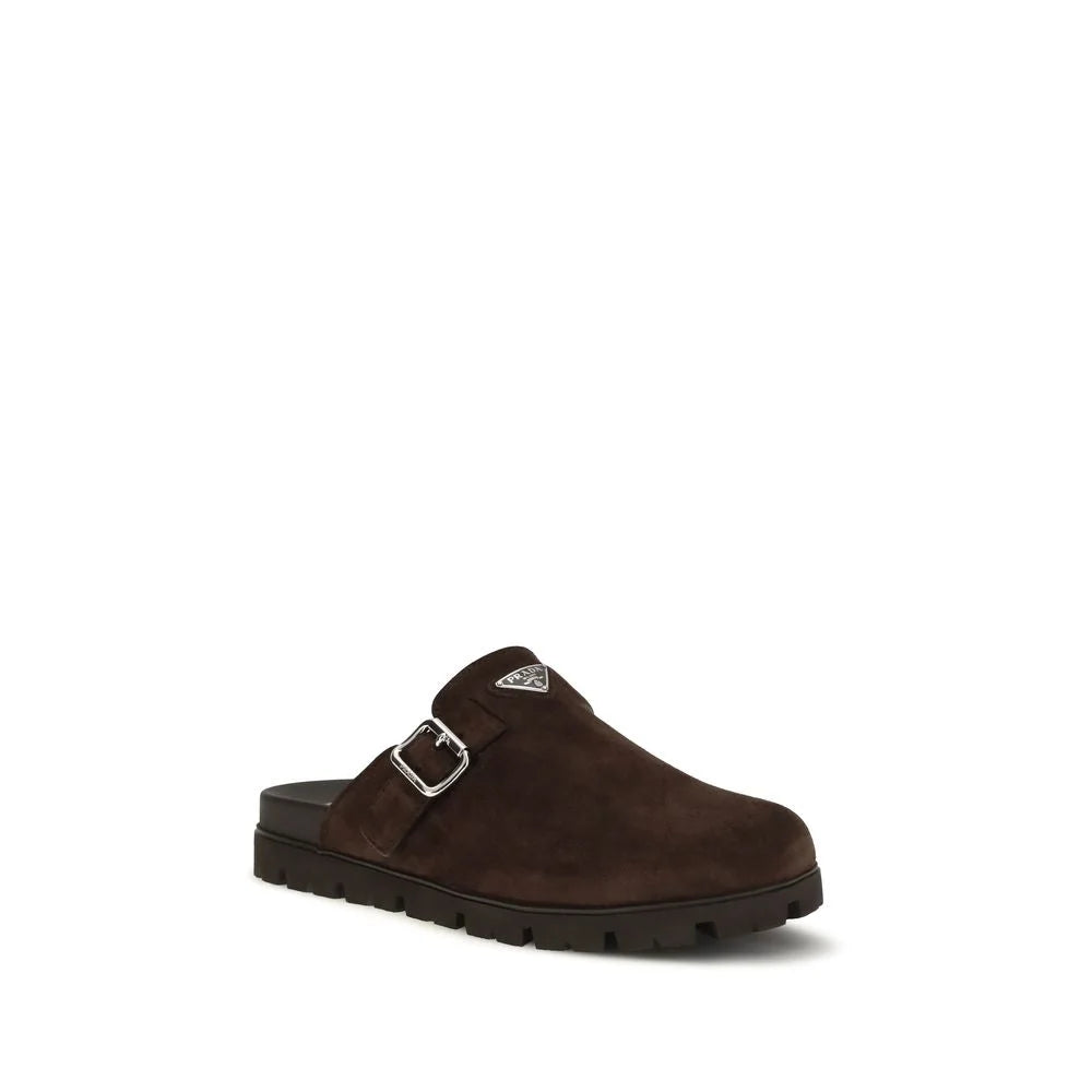 Prada Brown Calf Leather Bos Taurus Mules - EU39/US6