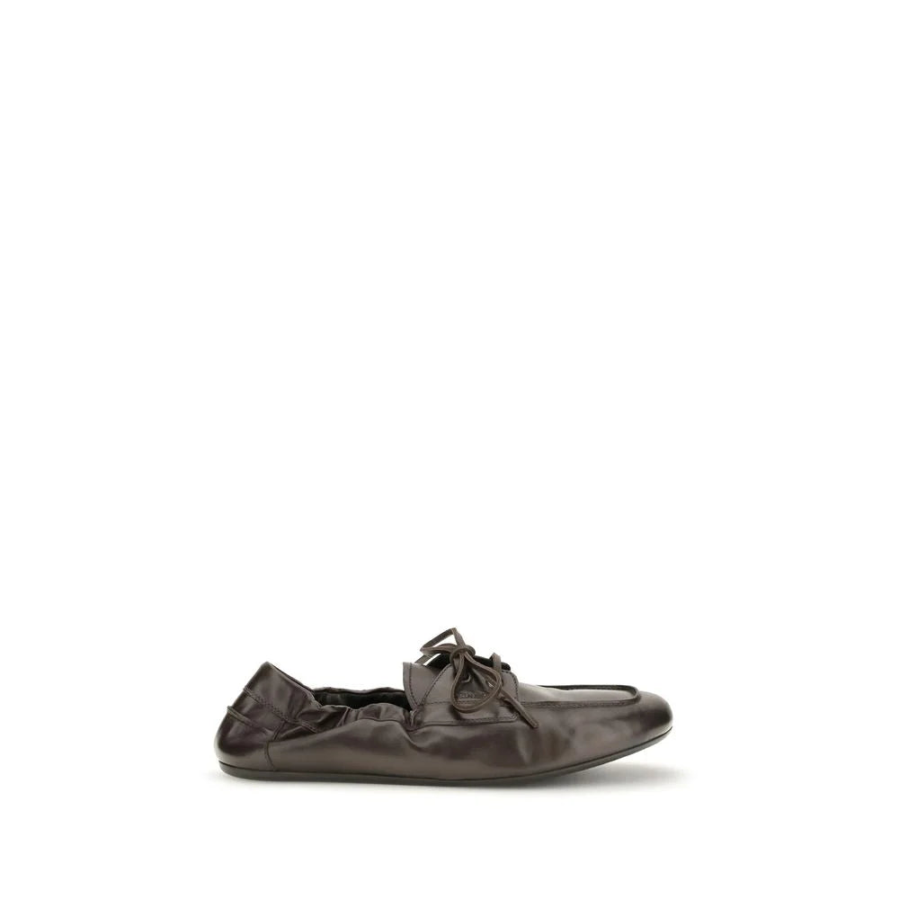 Prada Brown Calf Leather Bos Taurus Slip-On Loafers - EU40/US7