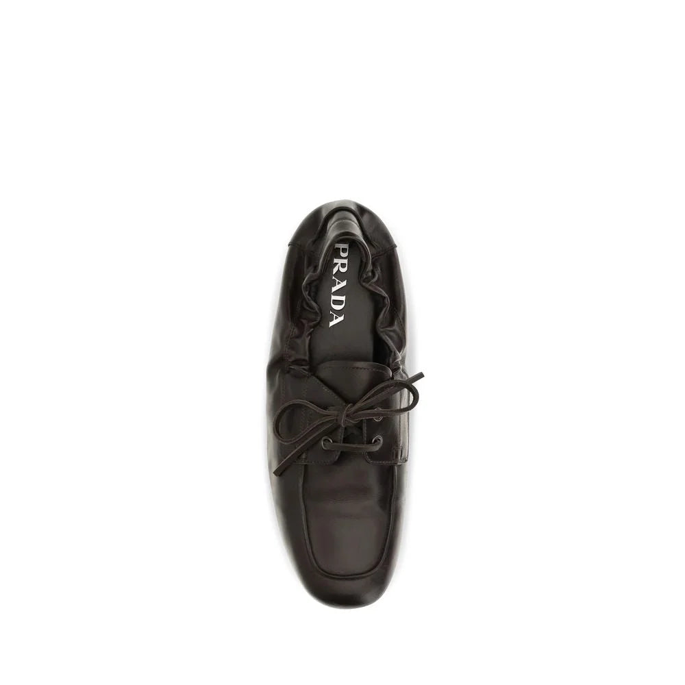 Prada Brown Calf Leather Bos Taurus Slip-On Loafers - EU40/US7