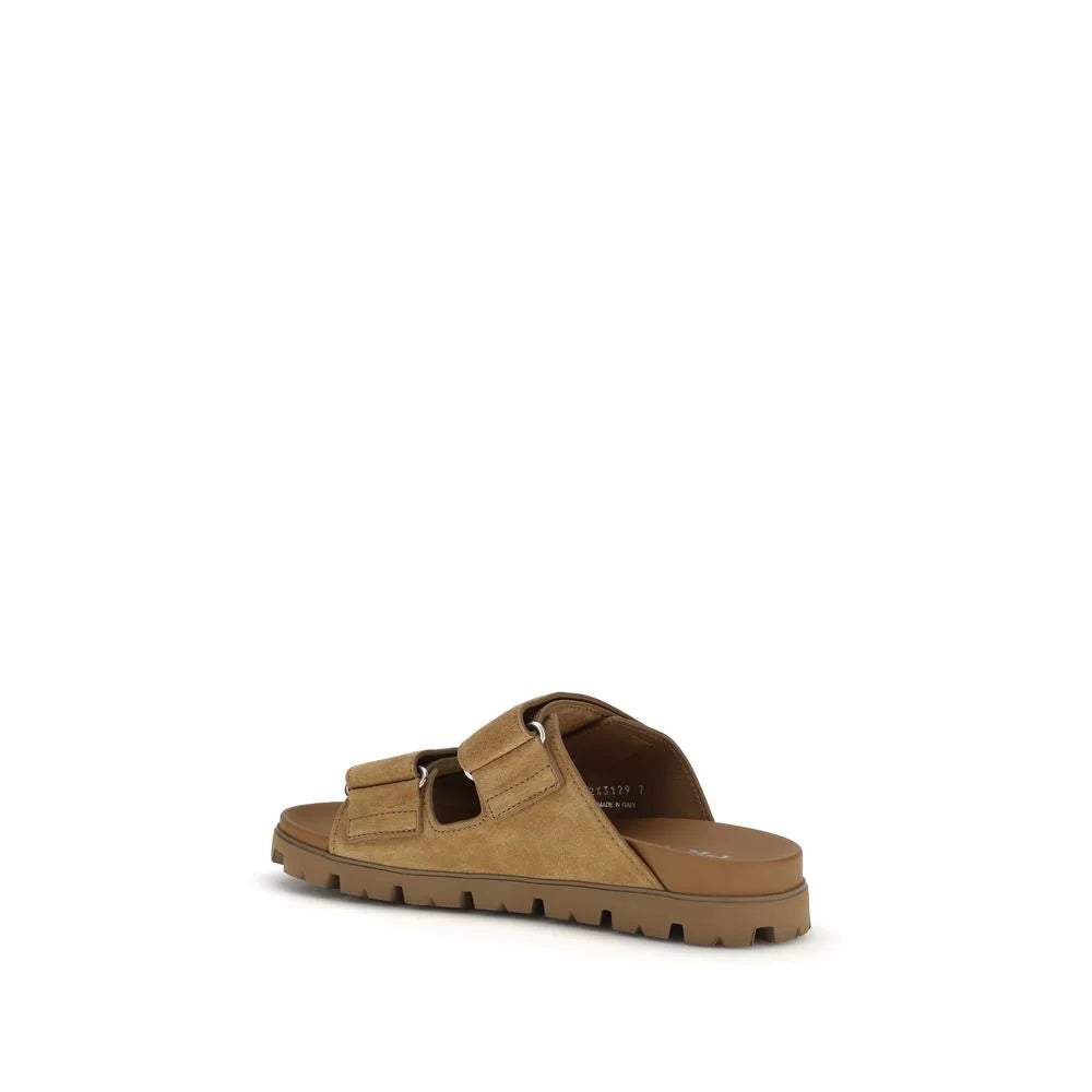 Prada Brown Calf Leather Bos Taurus Strap-On Sandals - EU41.5/US8.5