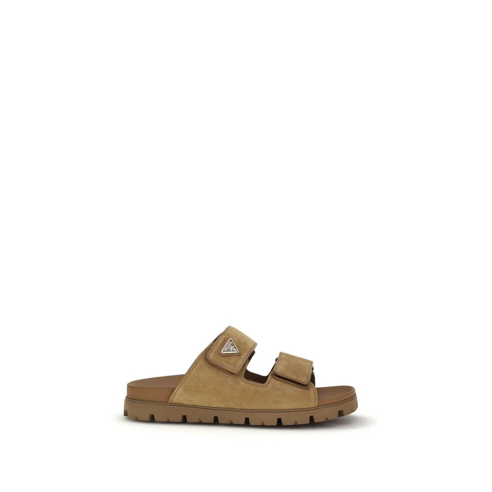 Prada Brown Calf Leather Bos Taurus Strap-On Sandals - EU41.5/US8.5