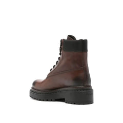 Prada Brown Calfskin Lace-Up Boots - EU41/US8