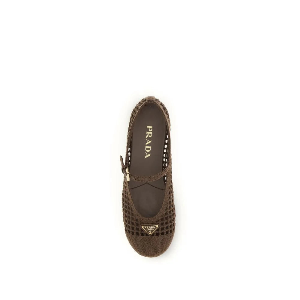 Prada Brown Cotton Ballet Flats - EU39/US9