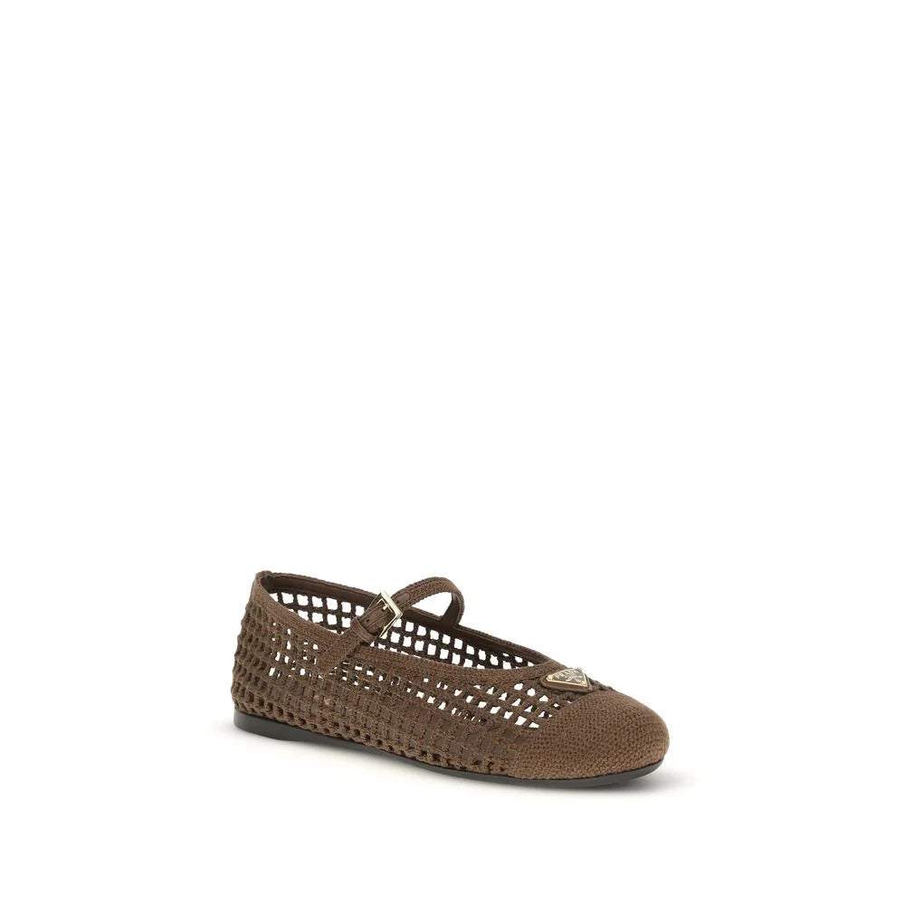 Prada Brown Cotton Ballet Flats - EU39/US9