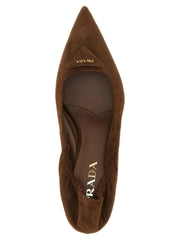 Prada Brown Lamb Leather Mid Heel Pumps - EU41/US11