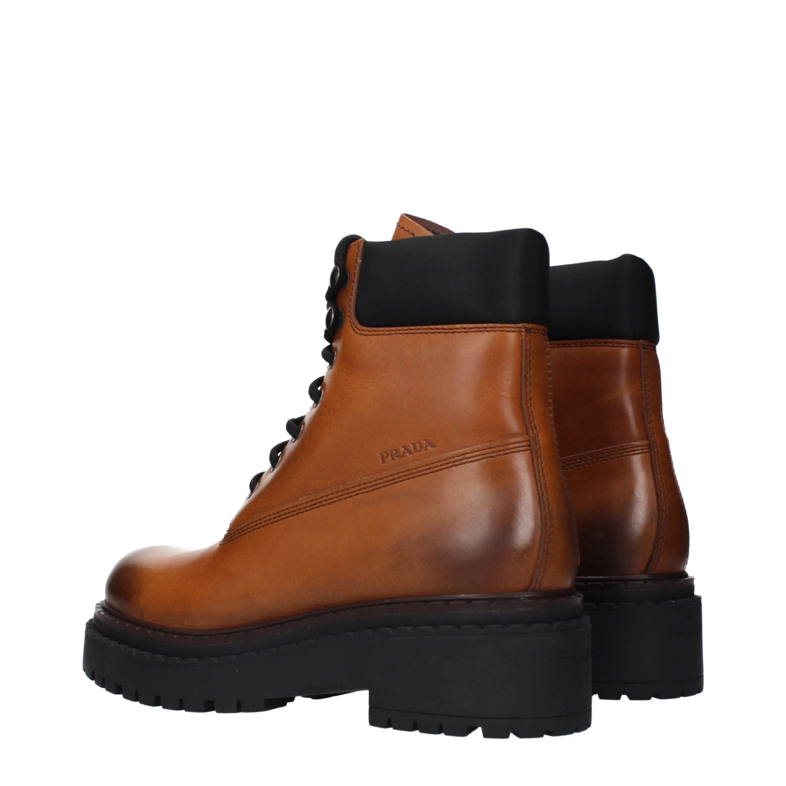 Prada Brown Leather Ankle Boots - EU38/US8
