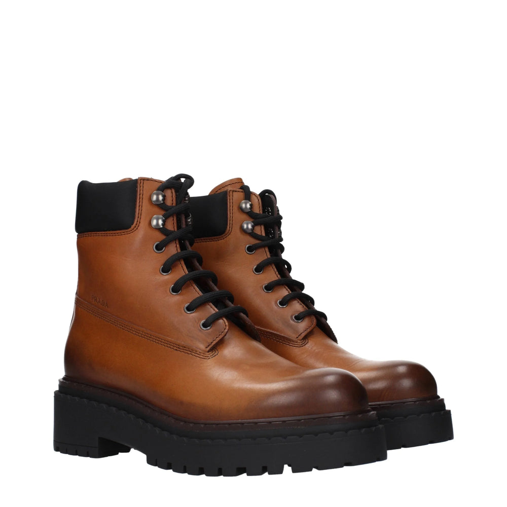 Prada Brown Leather Ankle Boots - EU38/US8
