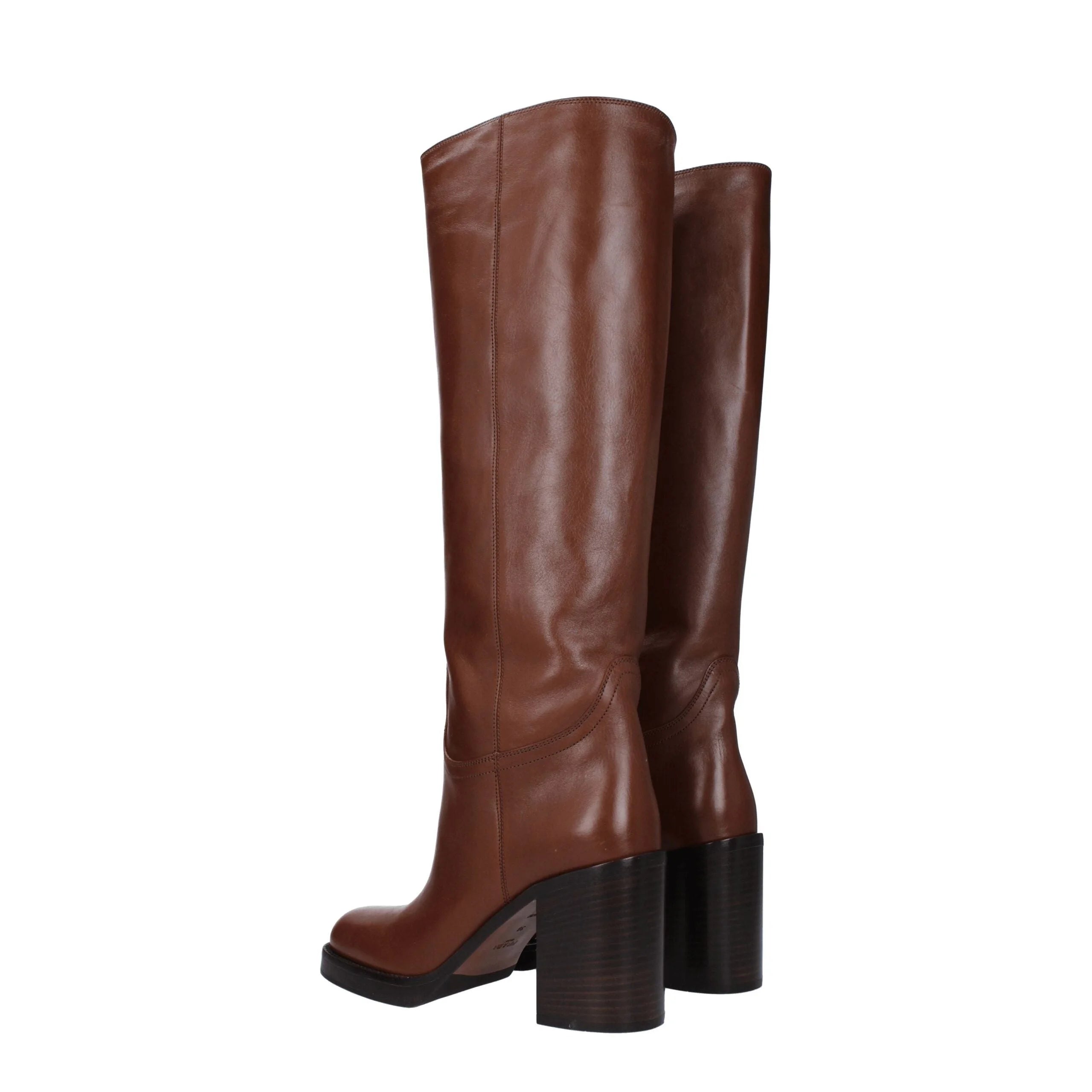 Prada Brown Leather High Heel Boots - Boots