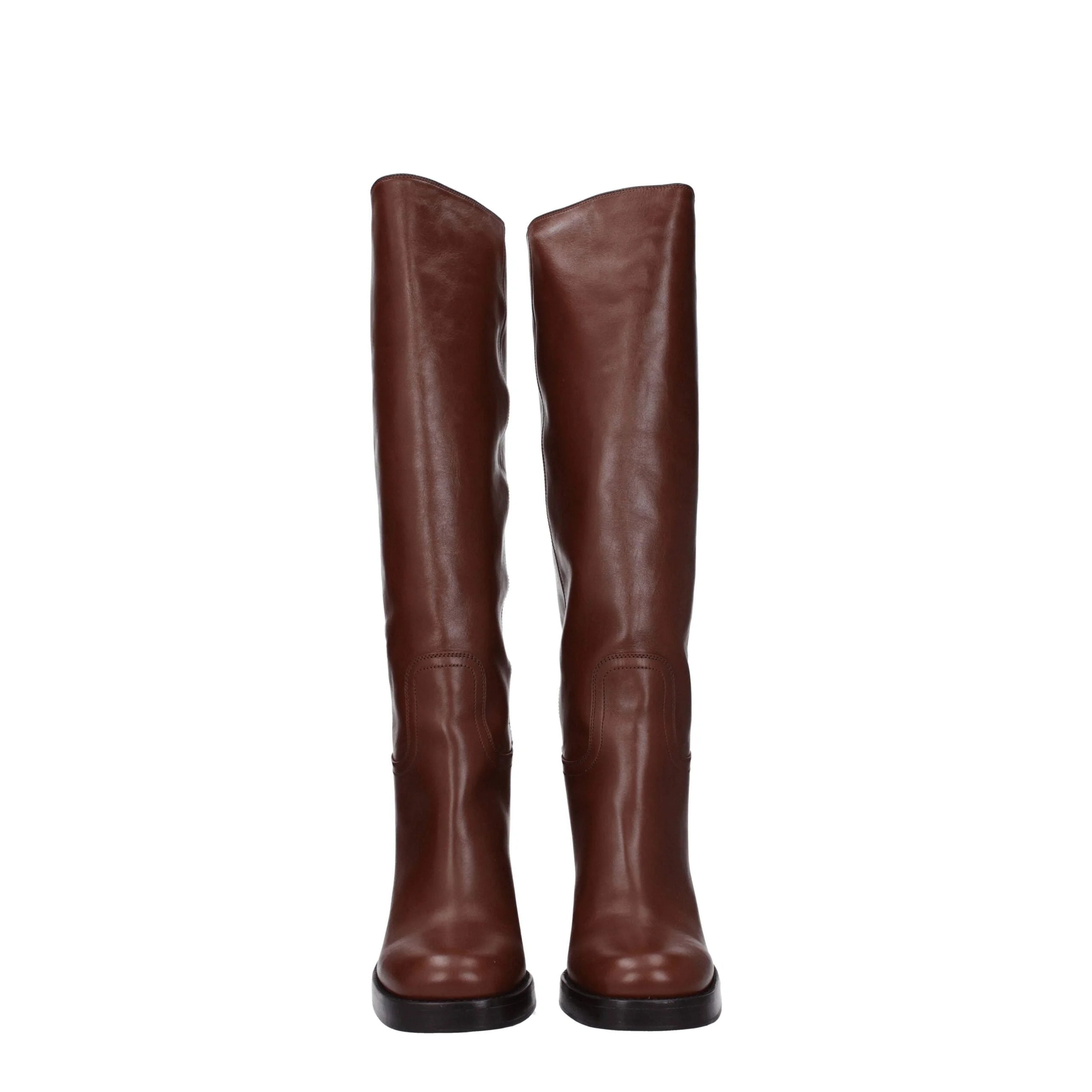 Prada Brown Leather High Heel Boots - Boots