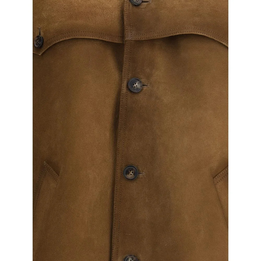 Prada Brown Leather Jacket - Coats & Jackets