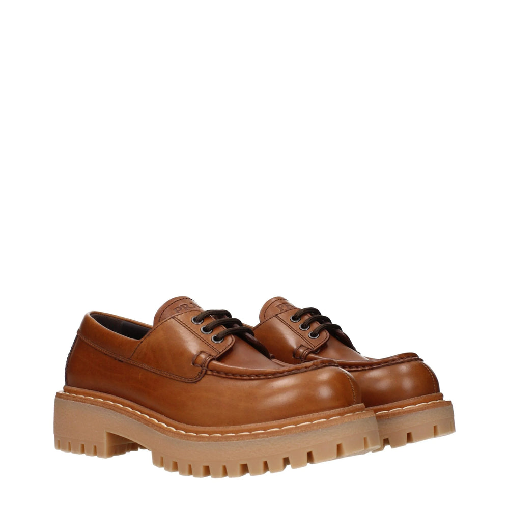 Prada Brown Leather Oxfords And Derbies - EU36/US6