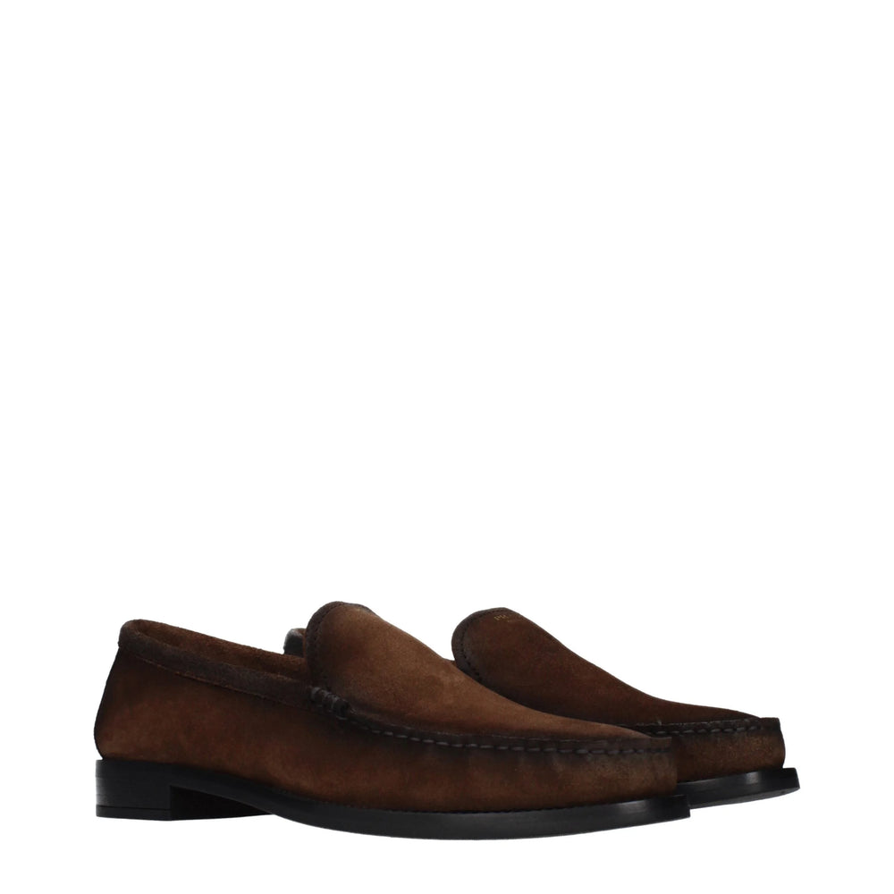 Prada Brown Leather Slip-On Loafers - EU40/US10